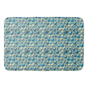 Vibrant Blue and White Decorative Spheres Bath Mat