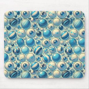 Vibrant Blue and White Decorative Spheres Mouse Mat