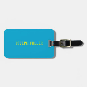 Vibrant Blue and Yellow Personalised Name Luggage Tag