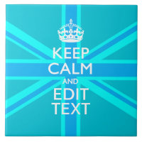 Vibrant Blue Aqua Keep Calm Your Text Union Jack