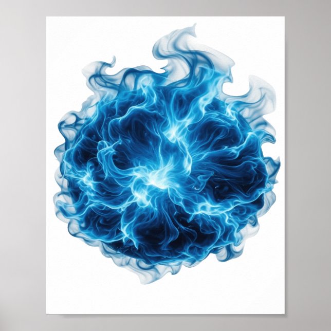 Vibrant Blue BLUE FIRE BALL Quote Design Poster (Front)