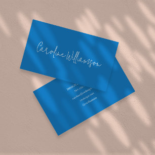 Vibrant Blue Bold Modern Elegant Handwritten Name Business Card