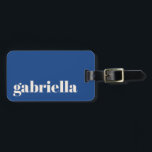 Vibrant Blue Bold Typography Personalised Name  Luggage Tag<br><div class="desc">Travel in style with this personalised luggage tag featuring a modern minimalist design. The elegant serif name stands out against a vibrant blue background, creating a chic and timeless look. Perfect for frequent travelers, business professionals, students, and vacationers who want to easily identify their bags. The back includes space for...</div>