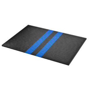 Vibrant Blue Carbon Fibre Style Racing Stripes Cutting Board