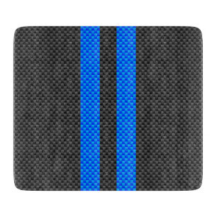 Vibrant Blue Carbon Fibre Style Racing Stripes Cutting Board