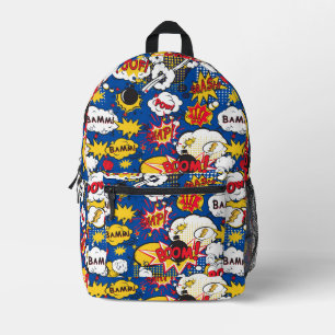 Vibrant Blue Comic Book Inspired Printed Backpack