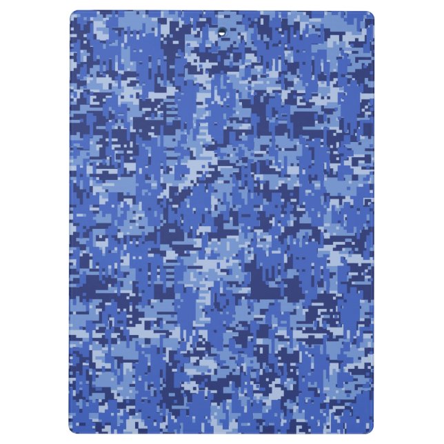 Vibrant Blue Digital Camo Camouflage Texture Clipboard (Back)