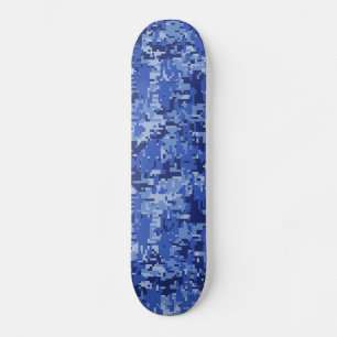 Vibrant Blue Digital Camo Camouflage Texture Skateboard