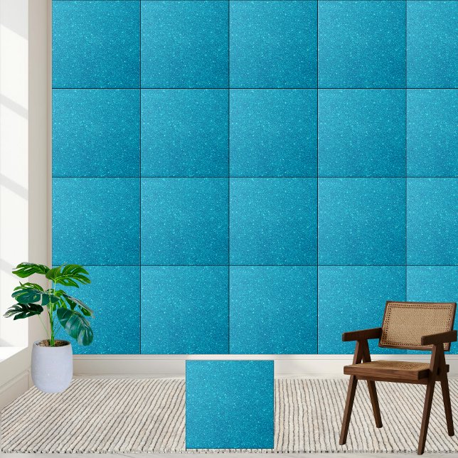 Vibrant Blue Glitter Sparkle Ceramic Tile  (Vibrant Blue Glitter Sparkle Ceramic Tile)