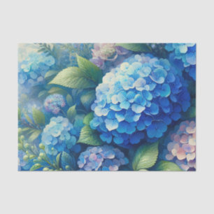 Vibrant Blue Hydrangea and Leaves Decoupage Tissue Paper