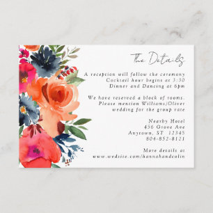 Vibrant Blue Orange Red Botanical Enclosure Card