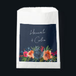 Vibrant Blue Orange Red Botanical Favour Bags<br><div class="desc">Elements: vibrant watercolor flowers and greenery with names in a fun modern handwritten style. Colours: Blue,  navy,  dusty blue,  orange,  terracotta,  burnt sienna,  red,  crimson,  green. Themes: botanical,  elegant,  chic,  modern,  romantic,  casual,  garden,  fall,  spring,  summer,  outdoors. Collection: Vibrant Blue Orange Red Botanical Wedding Collection.  Product Type: Favour Bag</div>