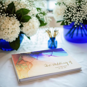 Vibrant Blue Orange Wedding Guest Book