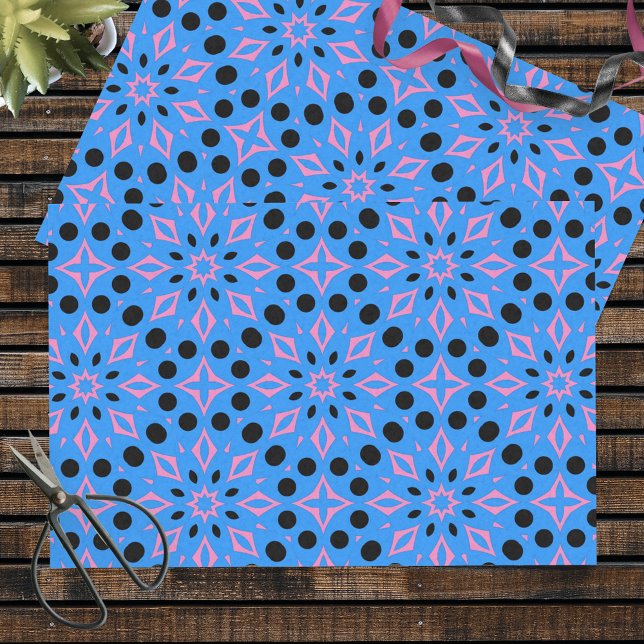 Vibrant Blue Pink & Black Geometric Pattern Tissue Paper (Creator Uploaded)