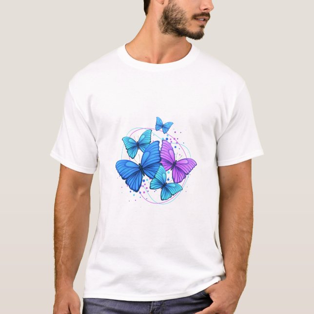 Vibrant Blue & Purple Butterfly Artwork – Aestheti T-Shirt (Front)