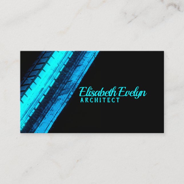 Vibrant Blue Trails on Dark Backdrop Business Card (Front)