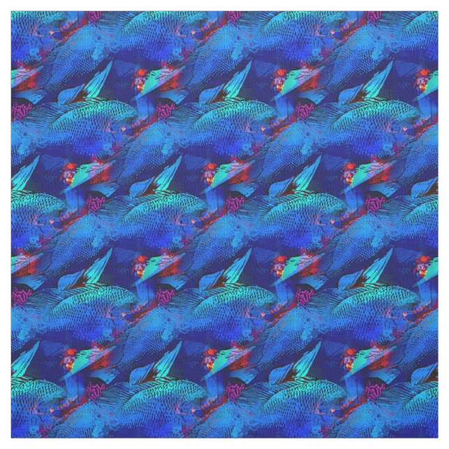 Vibrant Blue Tropical Fish Fabric (Swatch)