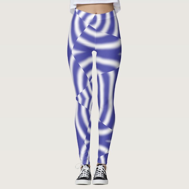 Vibrant blue white classic "Ratti_Creative_Arts" Leggings (Front)
