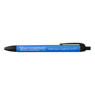 Vibrant Blue, White Logo Promotional Branded Ink Blue Ink Pen