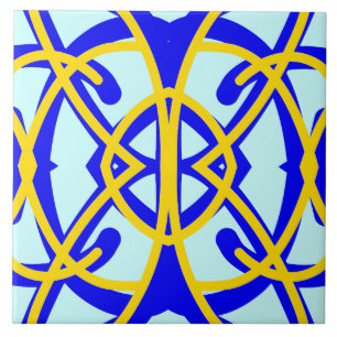 Vibrant blue & yellow classic pattern tile