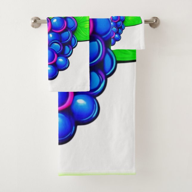 Vibrant Blueberry Pop Art Bath Towel Set (Insitu)