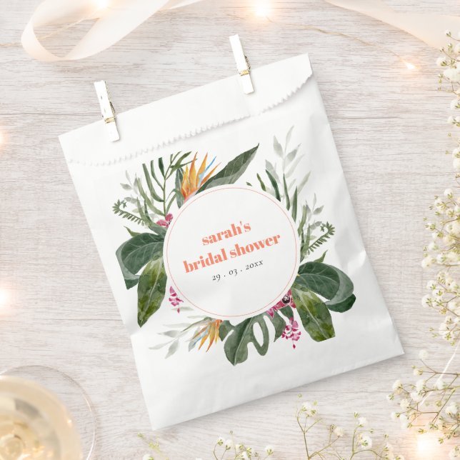 Vibrant Blush Boho Tropical Floral Bridal Shower Favour Bags (Clipped)