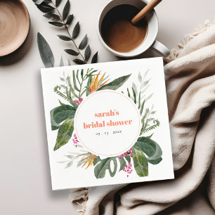 Vibrant Blush Boho Tropical Floral Bridal Shower Napkin