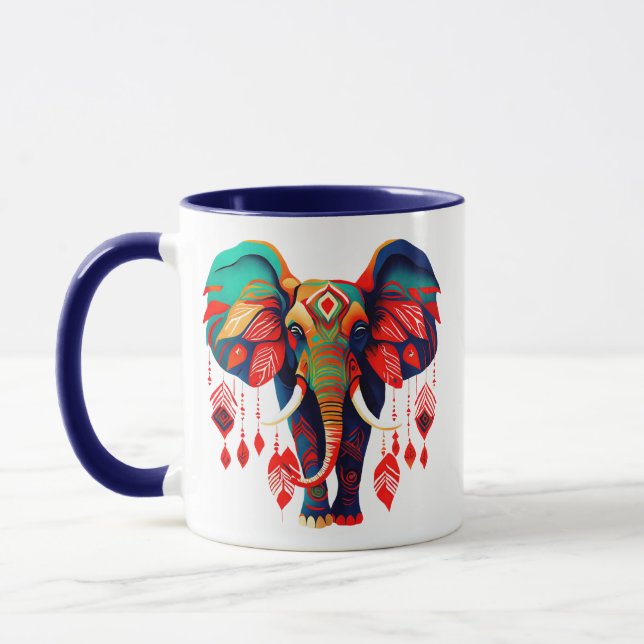 Vibrant Boho Chic Elephant Mug (Left)