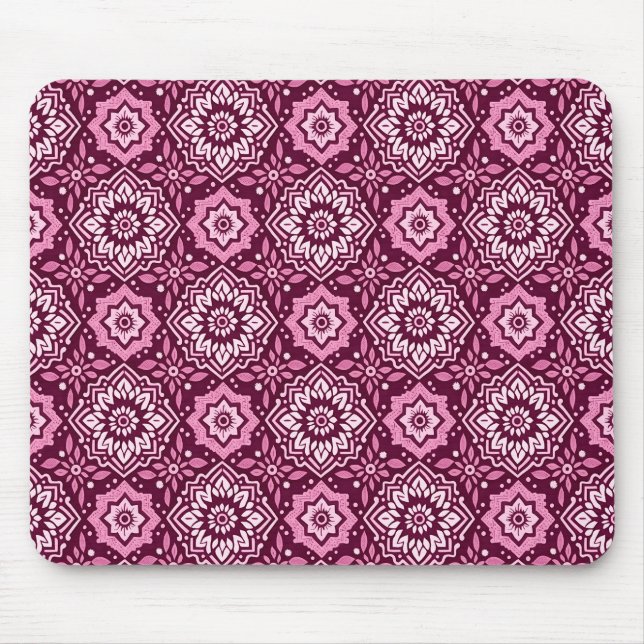 Vibrant Boho Chic Floral Pattern Mouse Mat (Front)