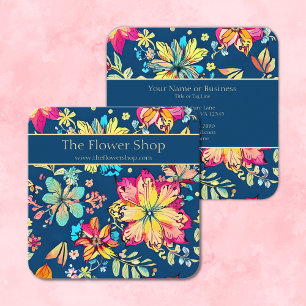 Vibrant Boho Floral Bohemian Flower Square Business Card