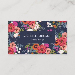 Vibrant Boho Floral Pattern Business Card