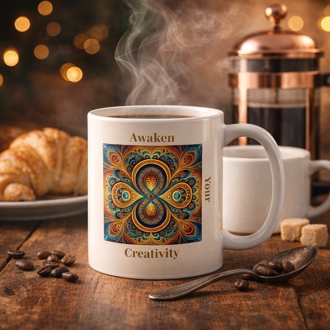 Vibrant Boho Fractal Mandala Art Coffee Mug (Creator Uploaded)
