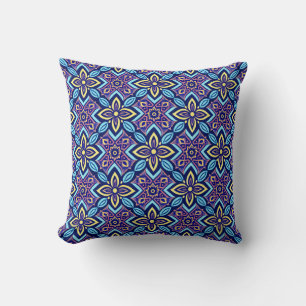 Vibrant Boho Geometric Floral Pattern Cushion