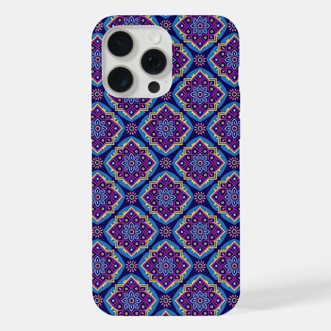 Vibrant Boho Geometric Floral Pattern iPhone Case (Back)