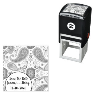 Vibrant Boho Paisley white Floral Pattern Self-inking Stamp