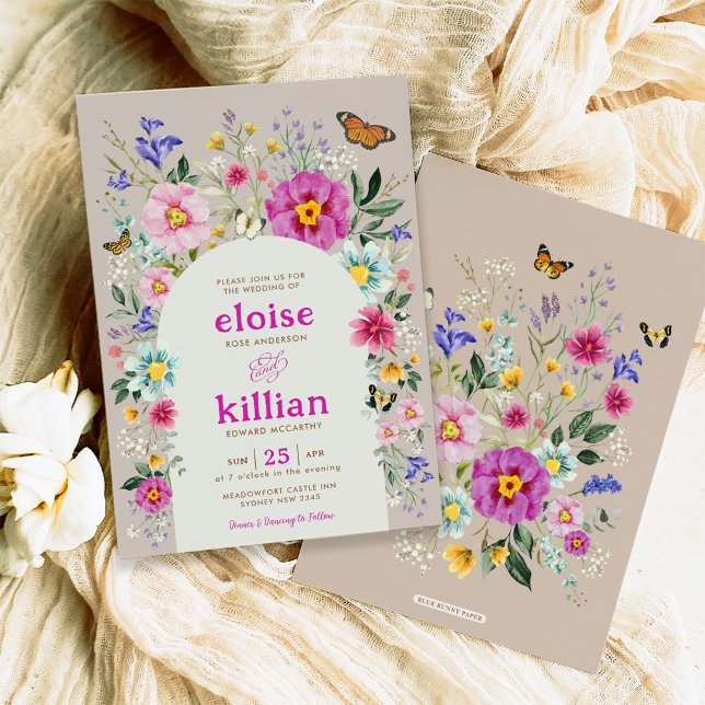 Vibrant Boho Spring Wildflowers Wedding Invitation (Creator Uploaded)