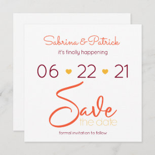 Vibrant BOHO Tuscany Burgundy Coral Save the Date Invitation
