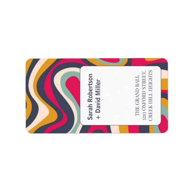 Vibrant Bold Abstract Wedding Label (Front)