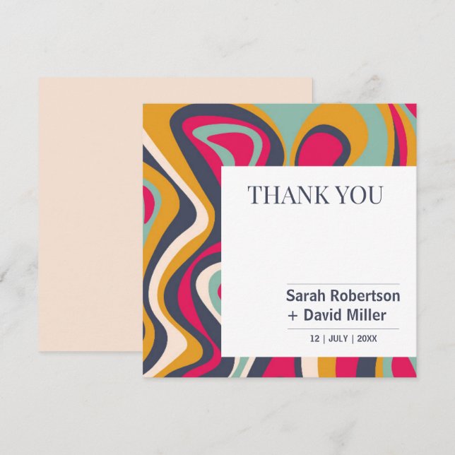Vibrant Bold Abstract Wedding Thank You Card (Front/Back)