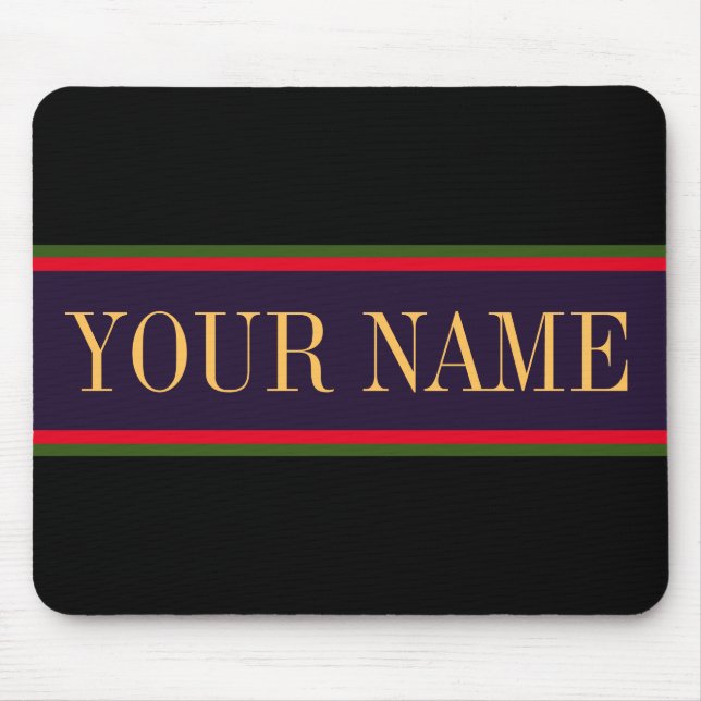 Vibrant Bold Black Purple Bright Red Green Stripes Mouse Mat (Front)