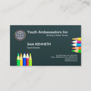 Vibrant Bold Colourful Pencil Youth Director Business Card