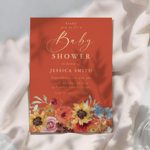 Vibrant Bold Floral Summer Baby Shower Gold