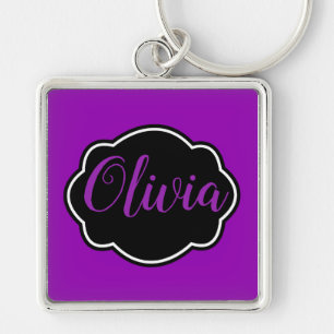 Vibrant, Bold Fuchsia Purple Personalised Key Ring