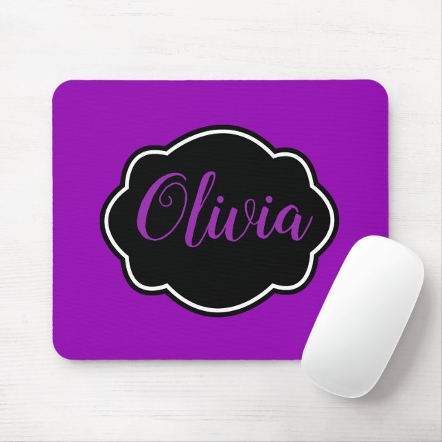 Vibrant, Bold Fuchsia Purple Personalised Mouse Mat (With Mouse)