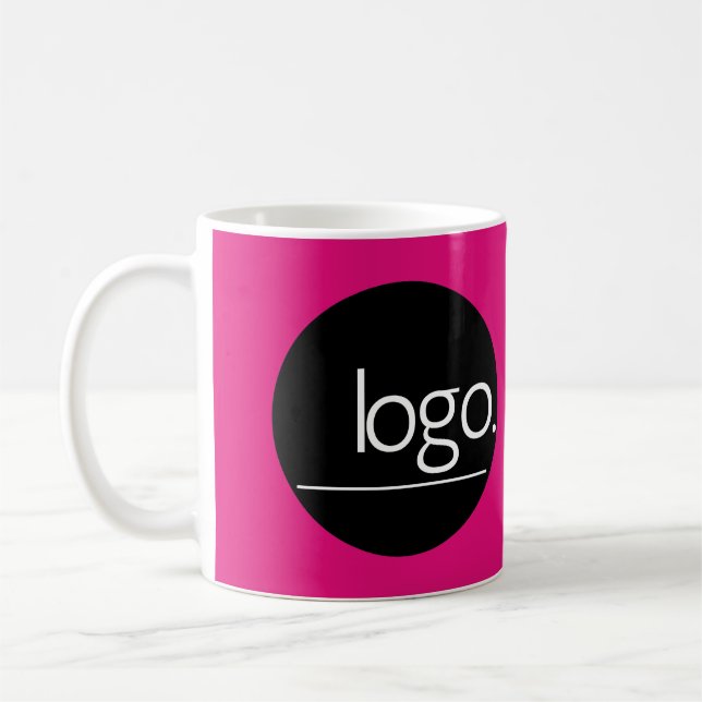 VIBRANT BOLD HOT PINK LOGO ICON TEMPLATE BUSINESS COFFEE MUG (Left)