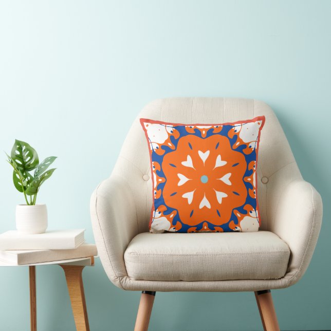 Vibrant Bold Mediterranean-Inspired Throw Pillow (Chair)