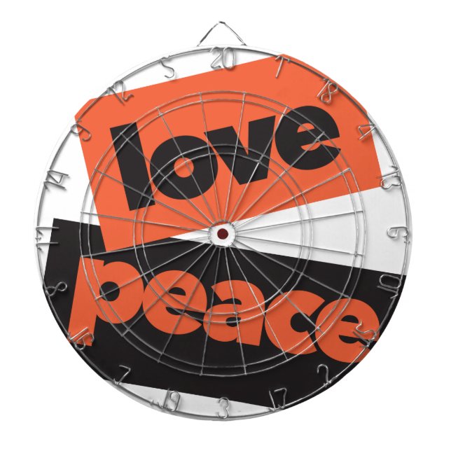 Vibrant, bold, simple, urban design of Love Peace Dartboard (Front)