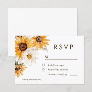 Vibrant Bold Sunshine Floral Wedding RSVP Card