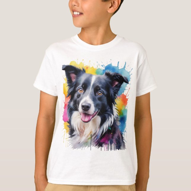 Vibrant Border Collie Kids T-shirt (Front)