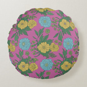 Vibrant Botanical Cushion" Round Cushion